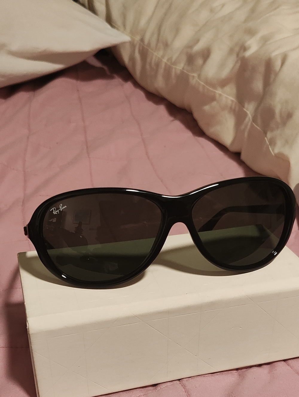 Ray•Ban RB4153 NEW made in Italy Sunglasses Gloss Blk Crystal Green Lens